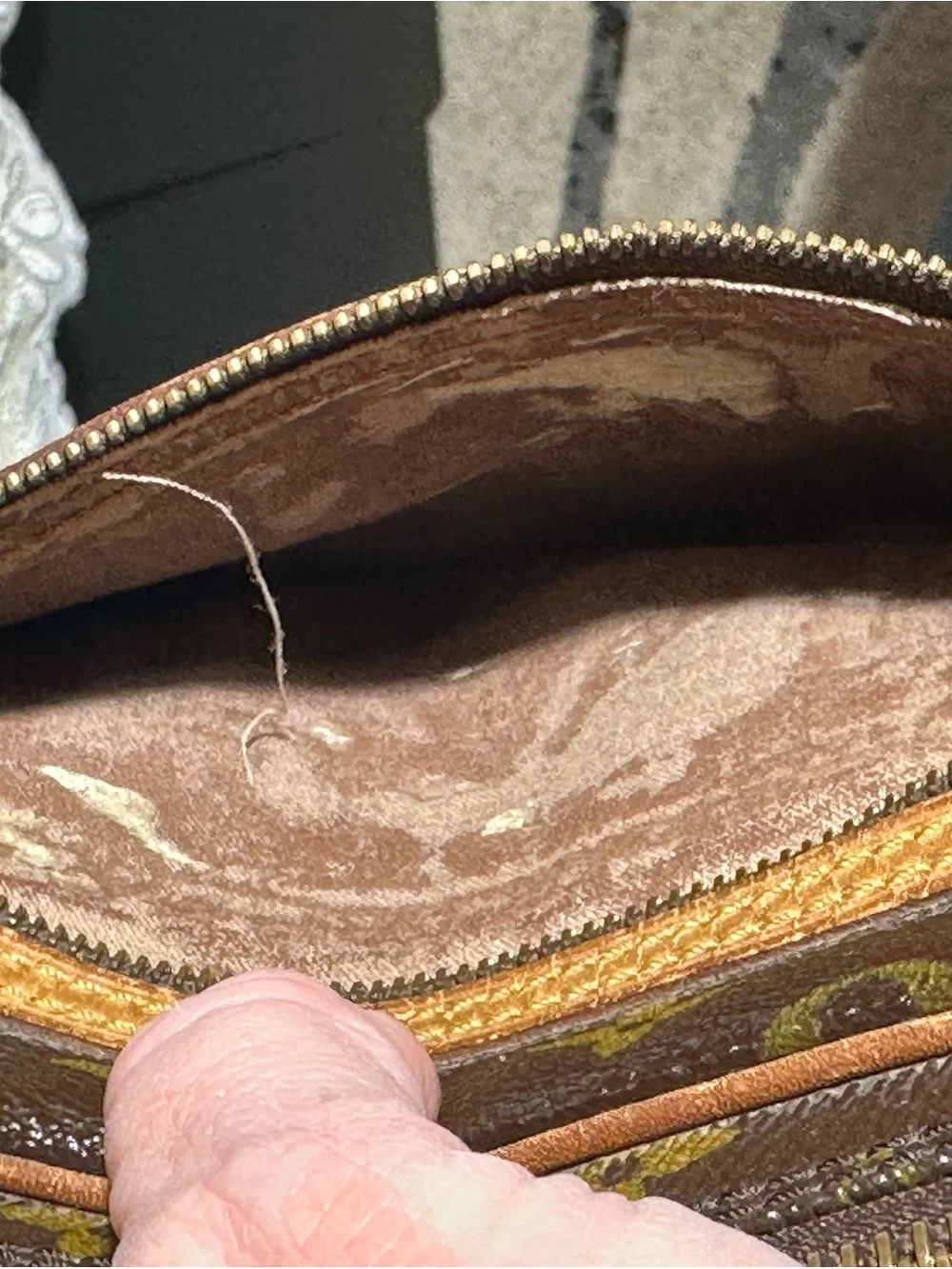 Louis Vuitton Vintage Brown Monogram Canvas Bag with Tan Trim
